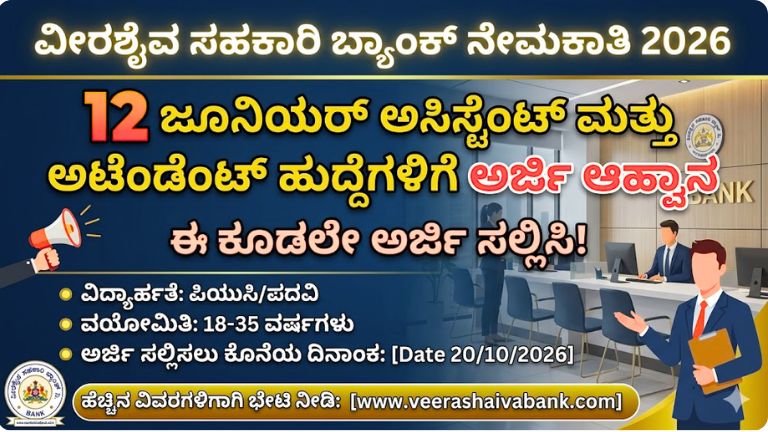 Veerashaiva Sahakari Bank Recruitment